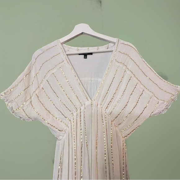 Goddess Vibes Ivory Gold Striped Dolman Sleeve Maxi Dress - Picture 9 of 9